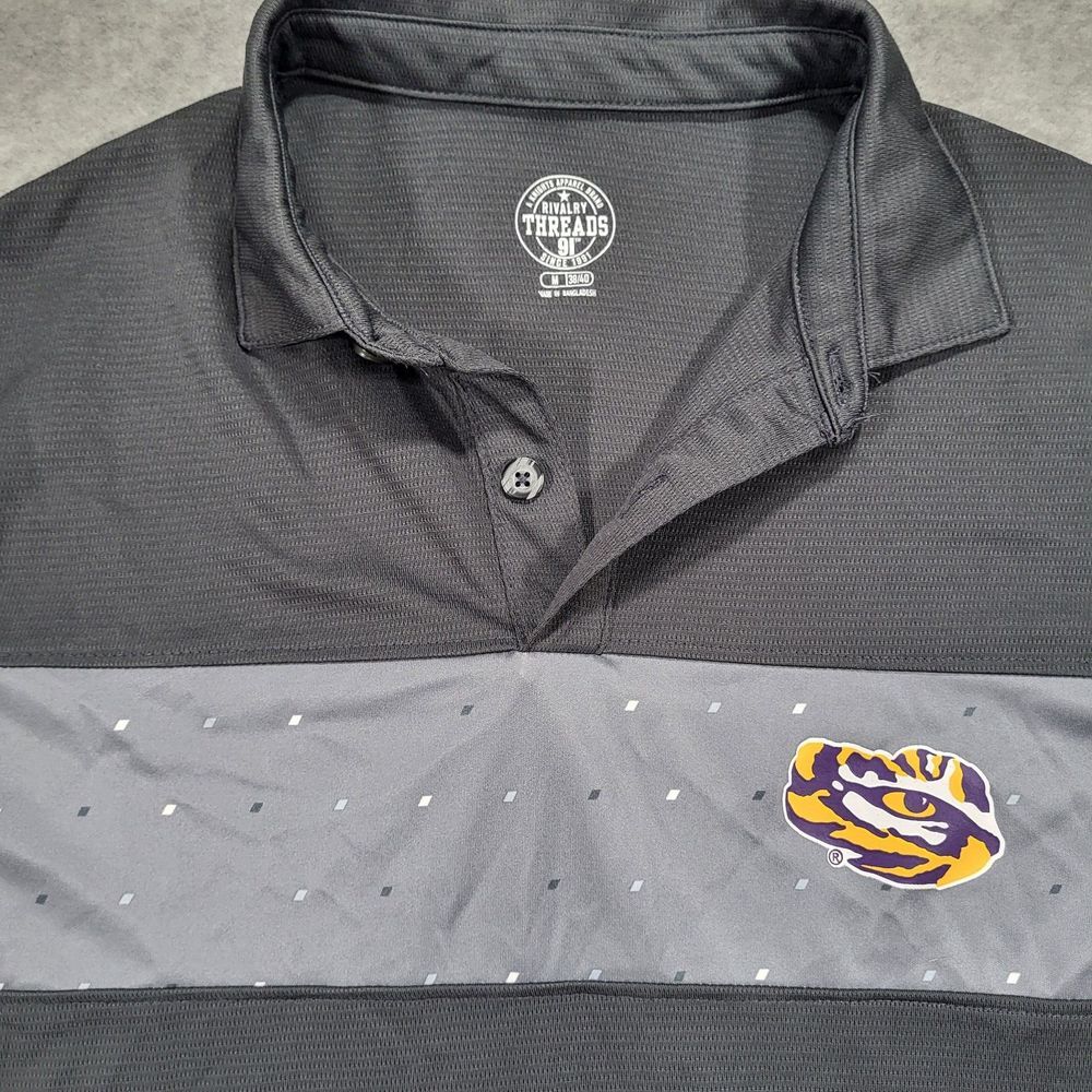 LSU Tigers Mens Medium (38/40)‎ Rivalry Threads Dark Gray Black Polo